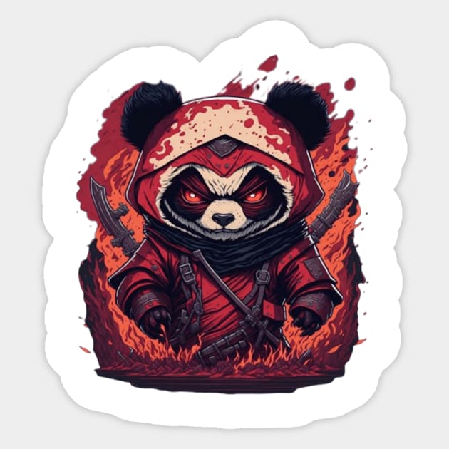 EVIL NINJA PANDA Sticker by Ginta Art Abstract 